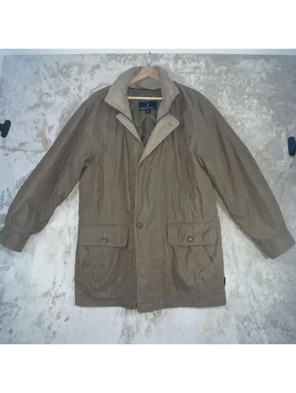 London Fog Small Regular Taupe Jacket Quilted Insulated Warmer Removable Liner